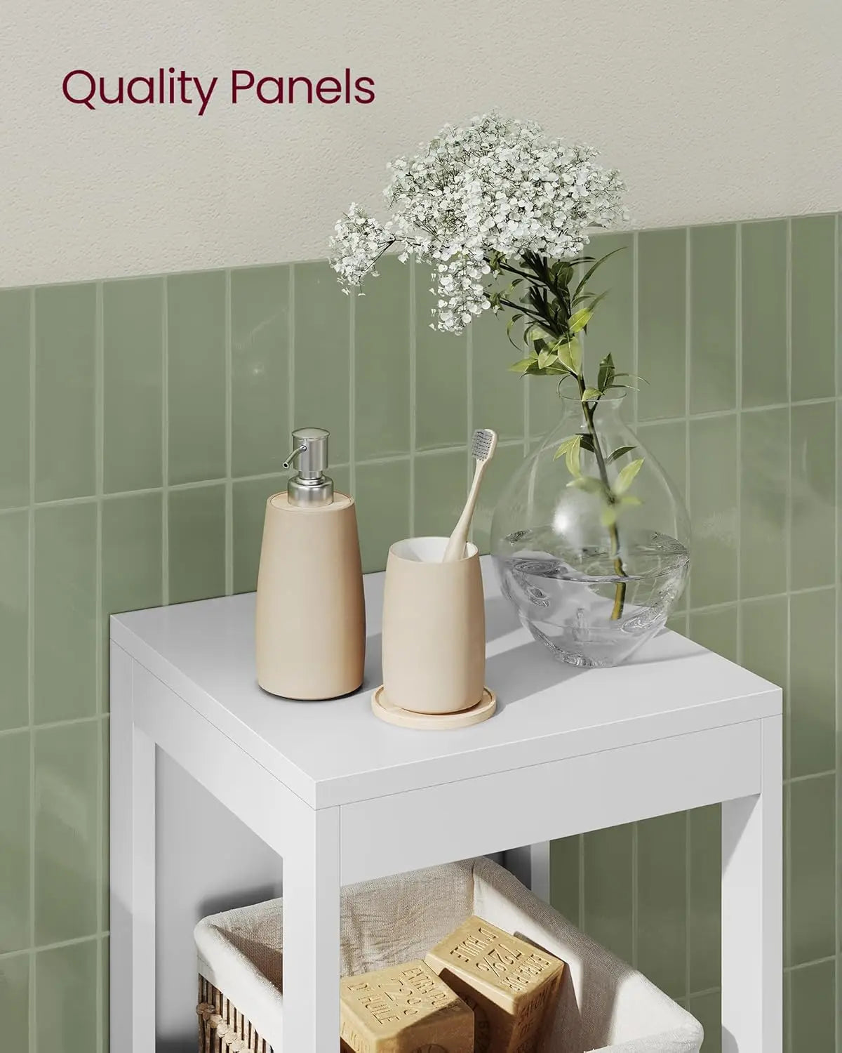 Storage Cabinet, Storage Organizer Rack Stand for Bathroom, Living Room, Multifunctional Corner Unit, 2 Drawers, 35 Inches in He