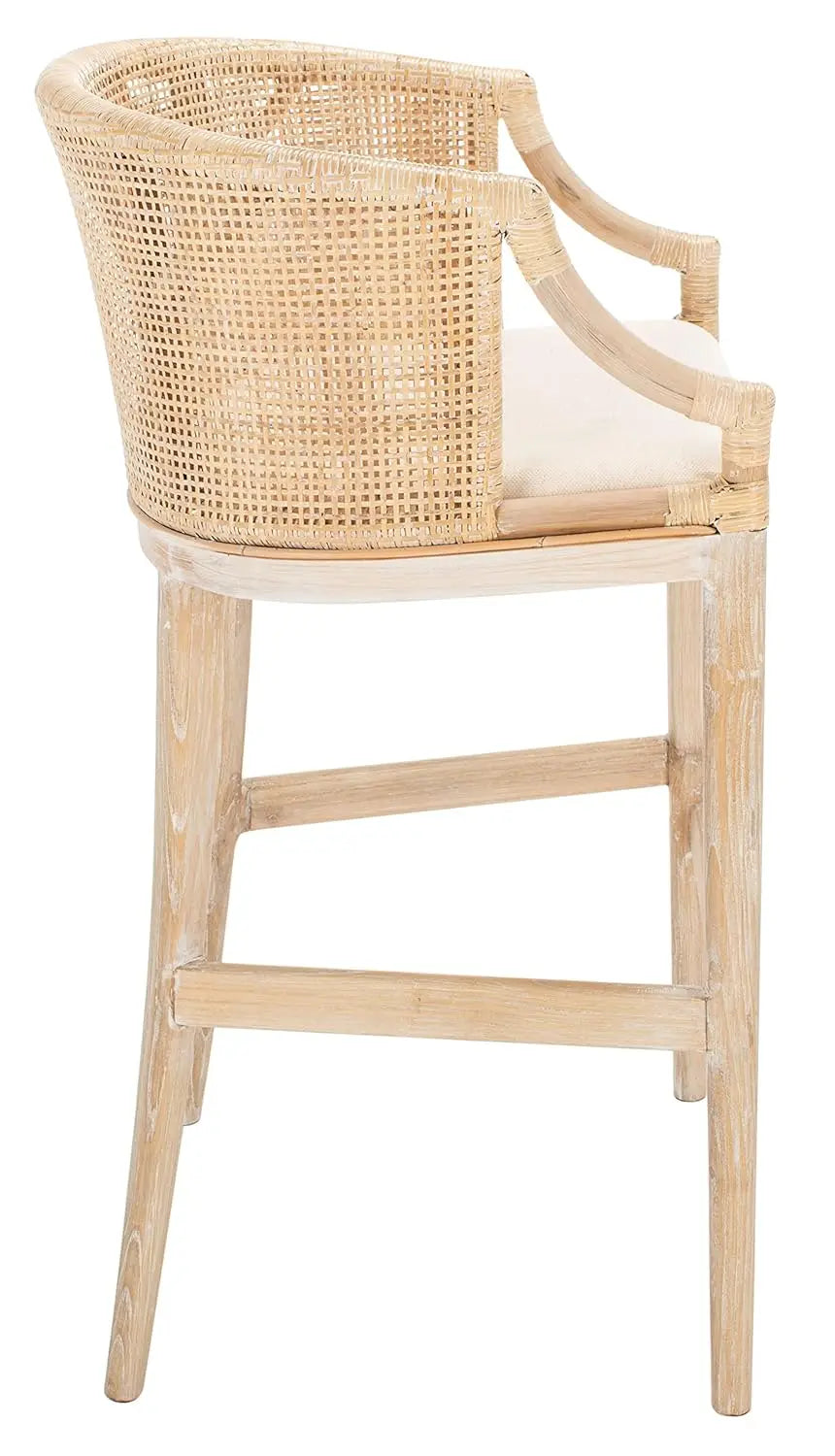 Brando 30-inch Fully Assembled Solid Wood Bar Stool - Tropical Coastal Natural Wash Legs Cushion Home Collection), Customized