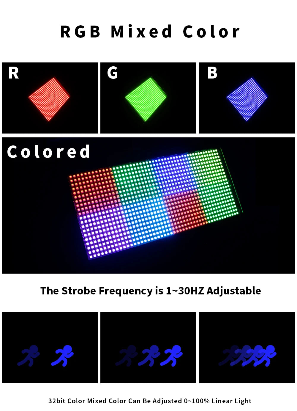 SHEHDS LED 200W RGB Marquee Strobe Light for DJ Pro