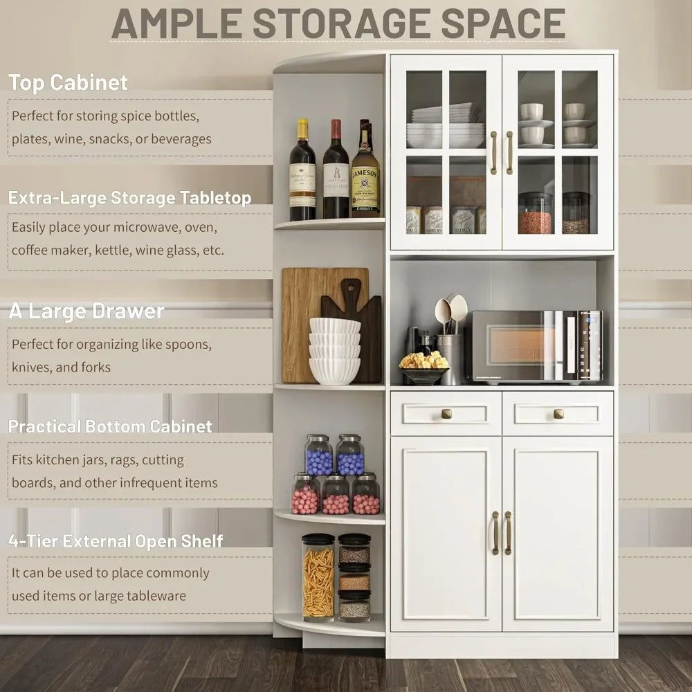 Pantry Storage Cabinet With Charging Station Farmhouse Kitchen Hutch