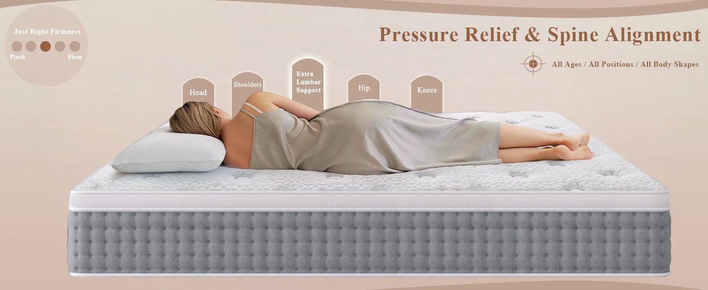 NONECN Hybrid Mattress Bed In A Box With Lumbar Support