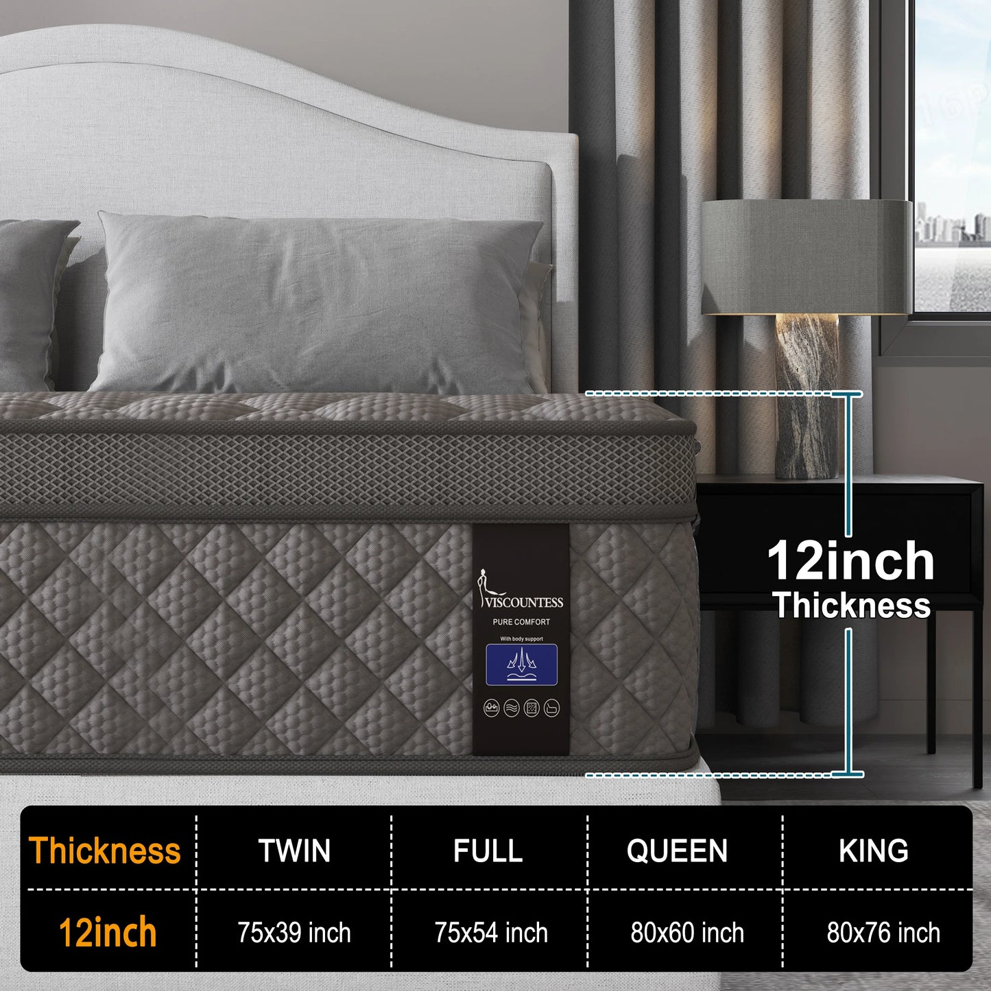 Viscountess Hybrid Mattress In A Box With Memory Foam And Pocket Springs