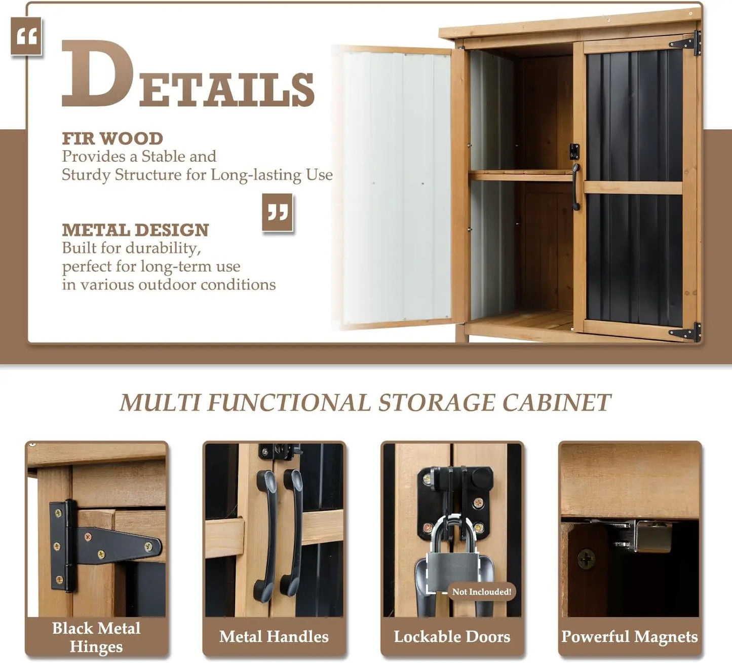 PetsCosset Weatherproof Outdoor Storage Shed Garden Cabinet