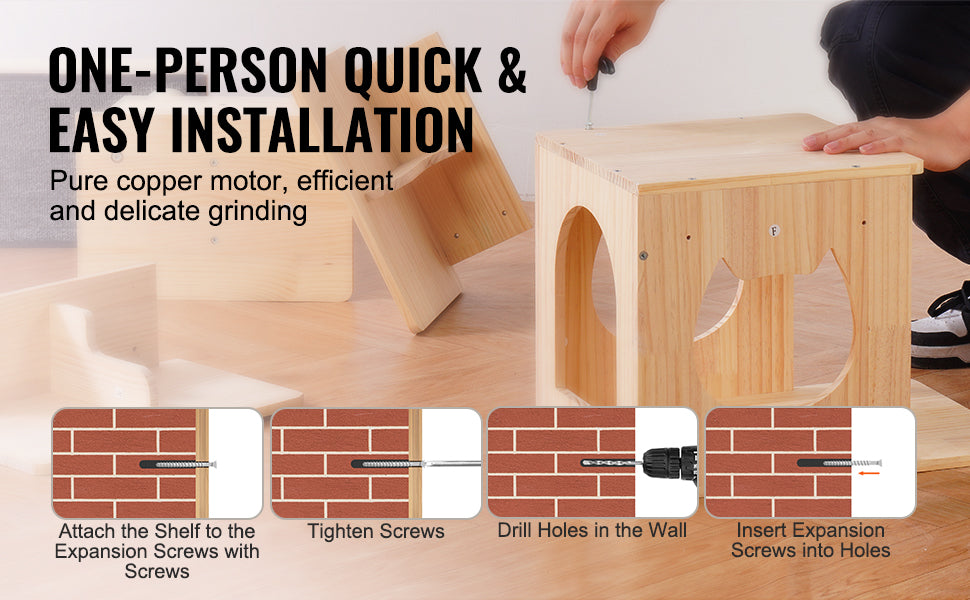 SucceBuy Wall Mounted Cat Shelves And Perches With Jumping Boards